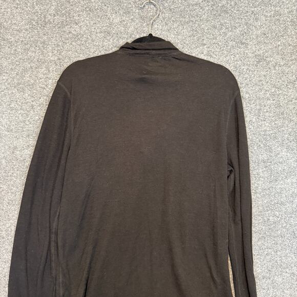 Omni Wool Shirt Mens Large Black Wool Blend 1/4 Zip Stretch Long Sleeve Tshirt - Picture 4 of 9
